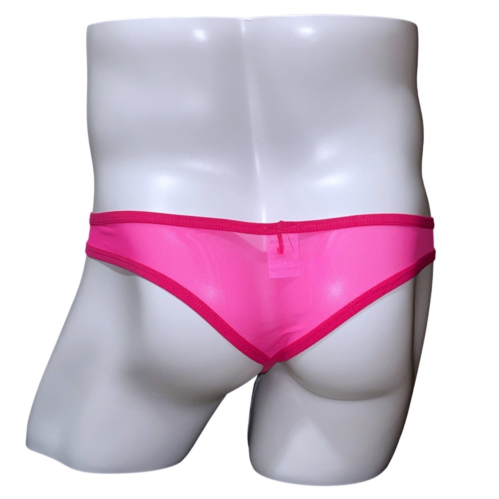 Jockmail Large (30-32) Fishnet Thong Rose Red Mesh Low Rise Underwear JM220 NEW - Picture 3 of 9
